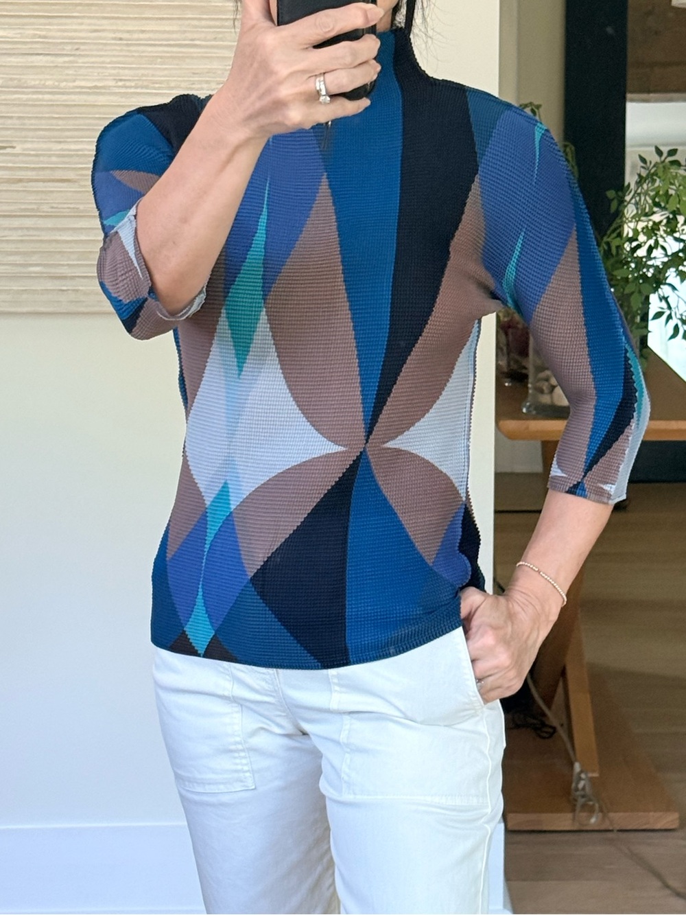 Issey Miyake ME pleat please abstract pattern blouse
